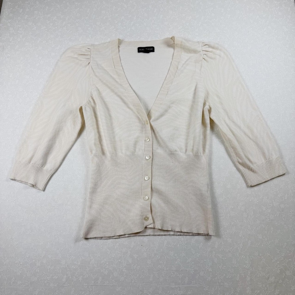 Rampage Cream Puff Sleeve Zebra Print Cardigan Sweater | Size XL